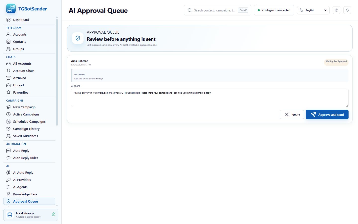 Approval queue
