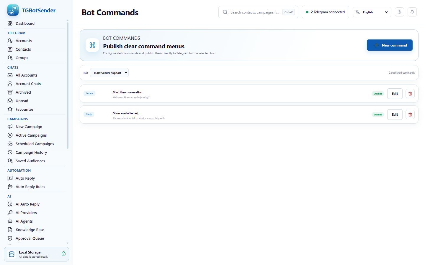 Bot commands