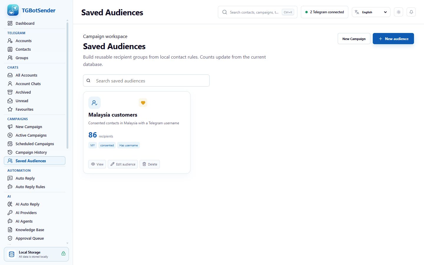 Saved audiences