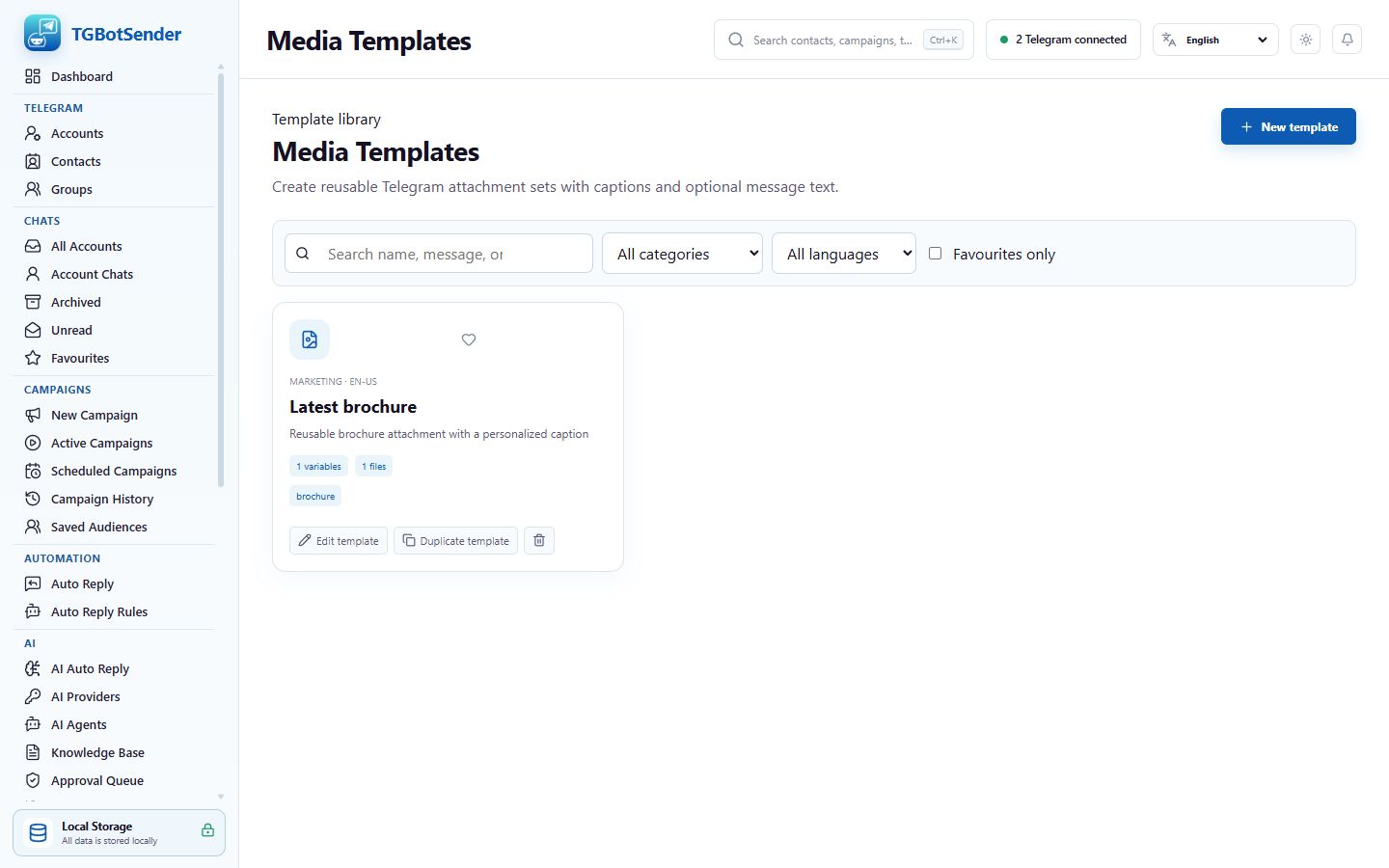 Media templates