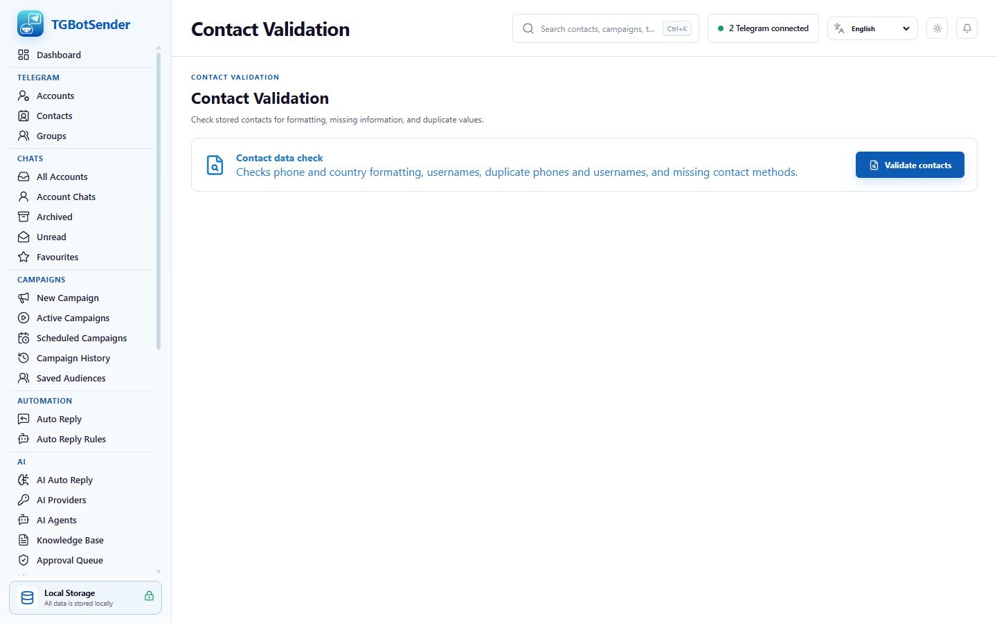 Contact validation
