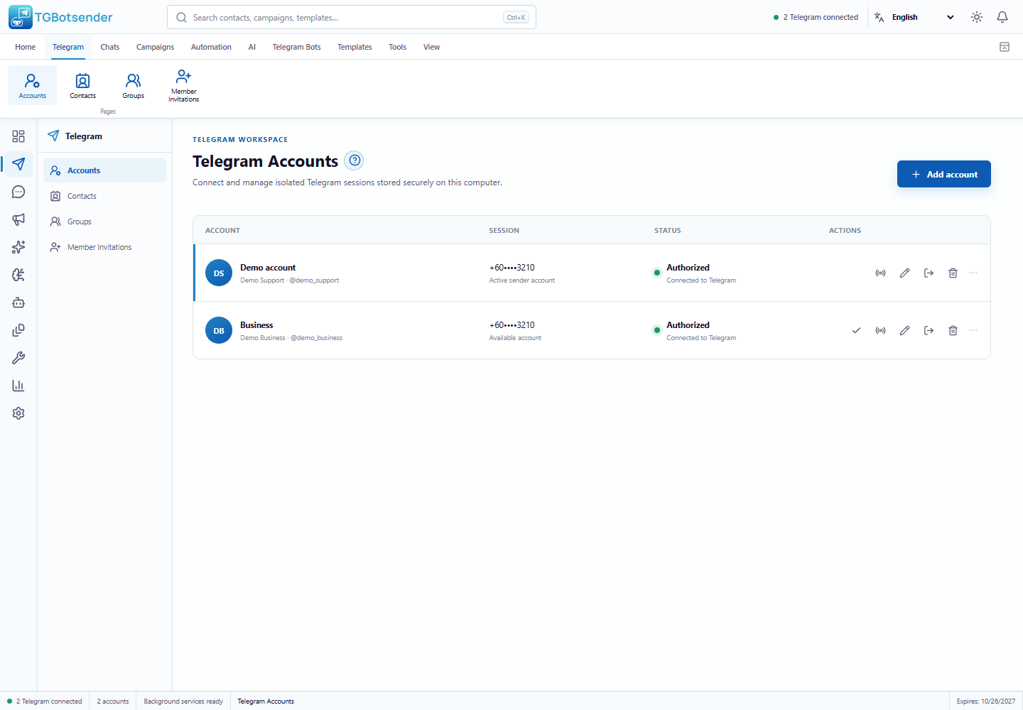 Current Telegram account manager